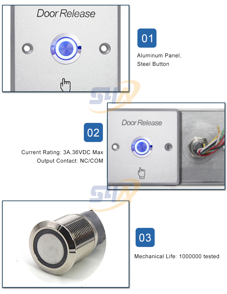 Aluminum push-button access switch-EB-15A ( LED )