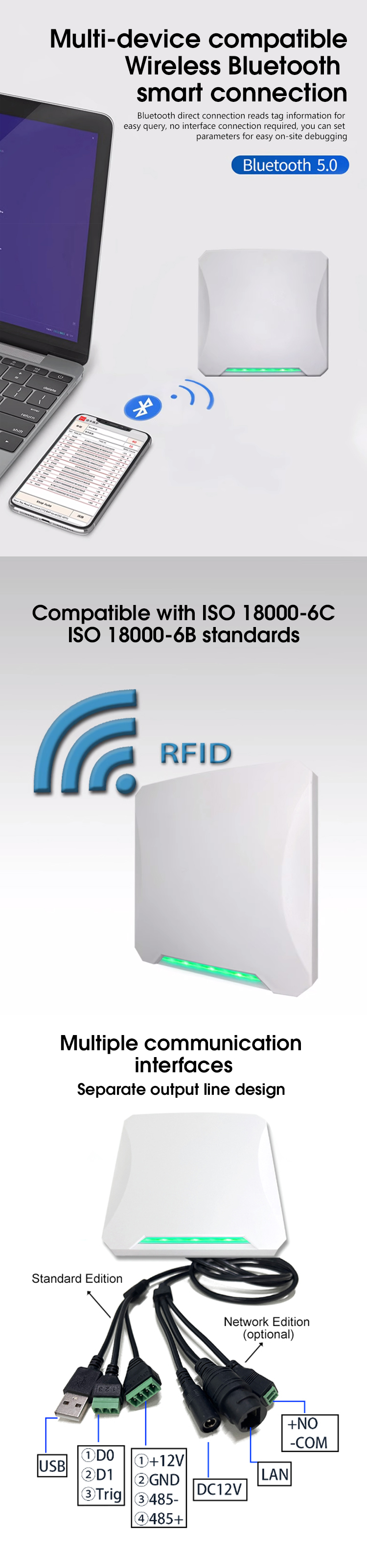 قارئ بطاقات UHF RFID بطول 15 مترًا